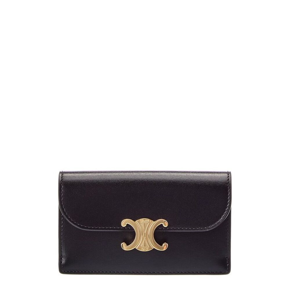Celine Triomphe Long Leather Card Holder, Black